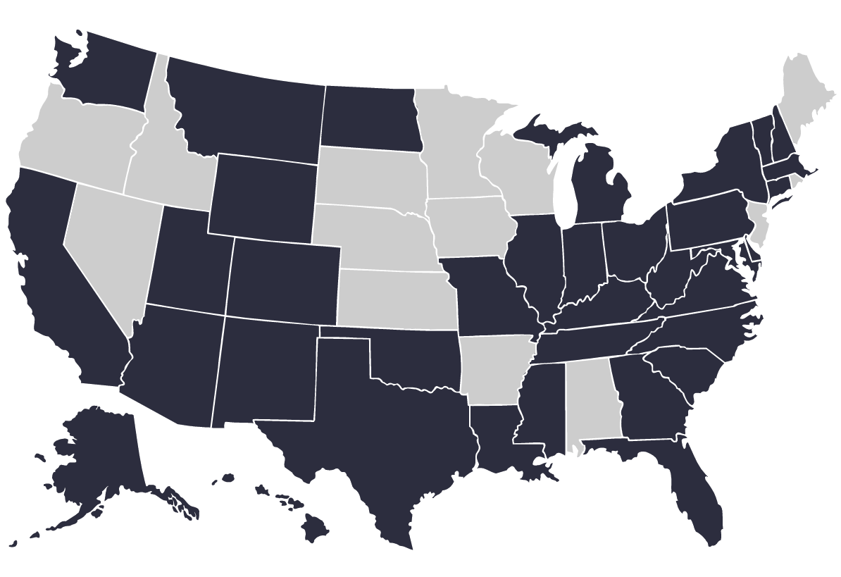 A map of the united states with black and white squares.
